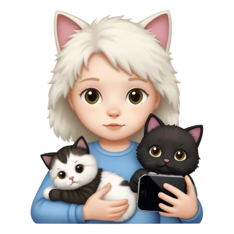 Baby with cat and black iphone 16 pro in hand sticker