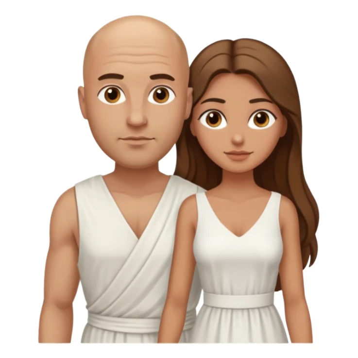 Bald man with Greek girl  sticker