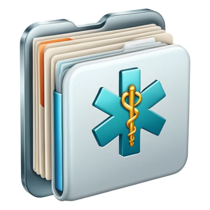 Medical database with health records icon sticker