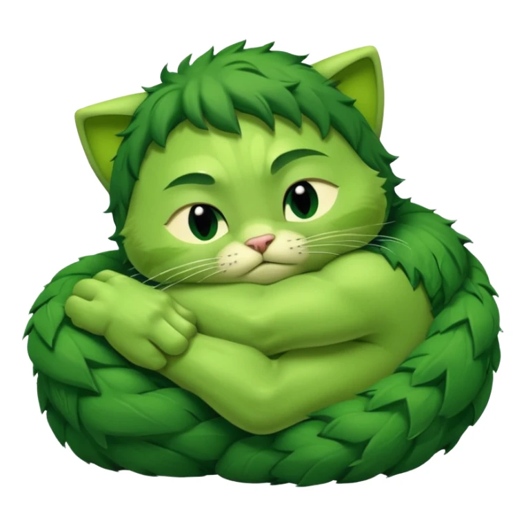 Incredible Hulk curled up like a small cute kitten, lying down, eyes closed, sleeping sticker