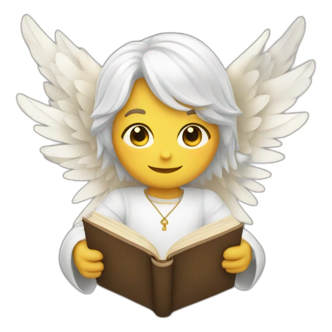 angel with white hair and books sticker