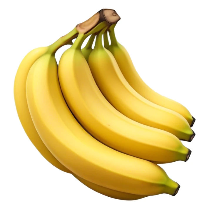 Cinematic bright yellow bananas, smooth peel with gentle curves, slightly ripened, stacked in a charming bunch, warm glowing background, soft and inviting. sticker