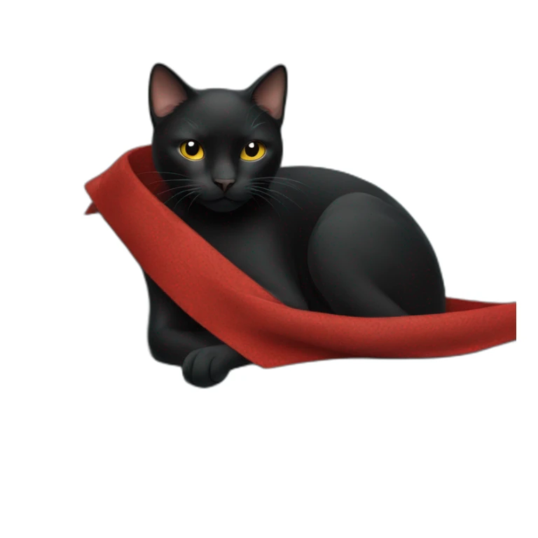 A black cat with a red bandana clawing at a blue sofa sticker