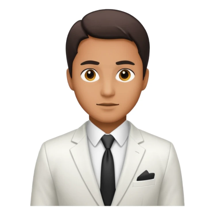 businessman, tan skin, black eyes, white suit sticker