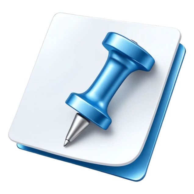 A blue pushpin attaching a note or piece of paper. Minimalist, modern style with clean lines sticker