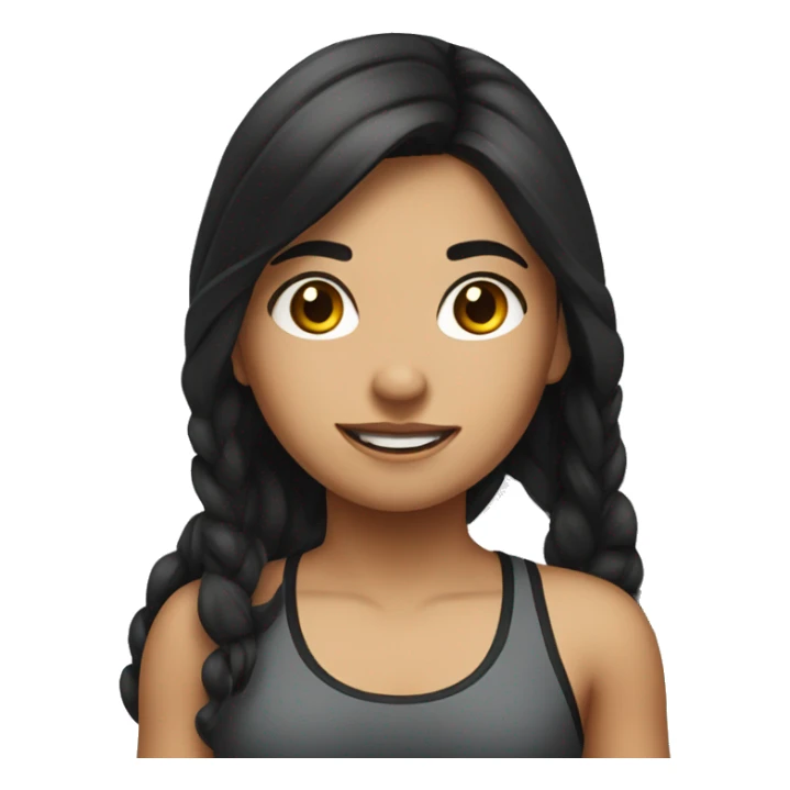 Hispanic girl with long black hair at the gym  sticker