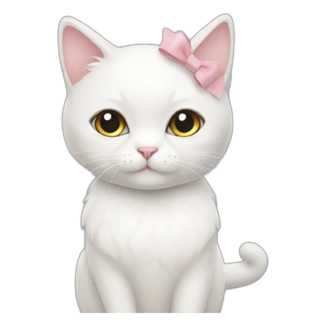 White cat with bow sticker