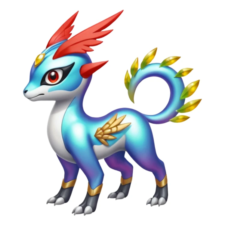 Shiny Colorful Meloetta-Latias-Koraidon-Peppercat-Wargreymon-Protogen-Fakémon-fusion-hybrid-creature sticker