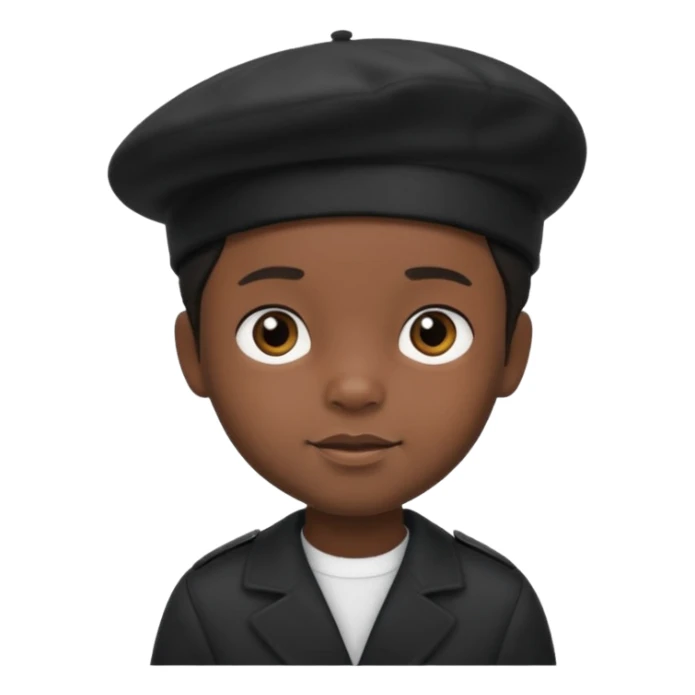male dark toddler with beret sticker