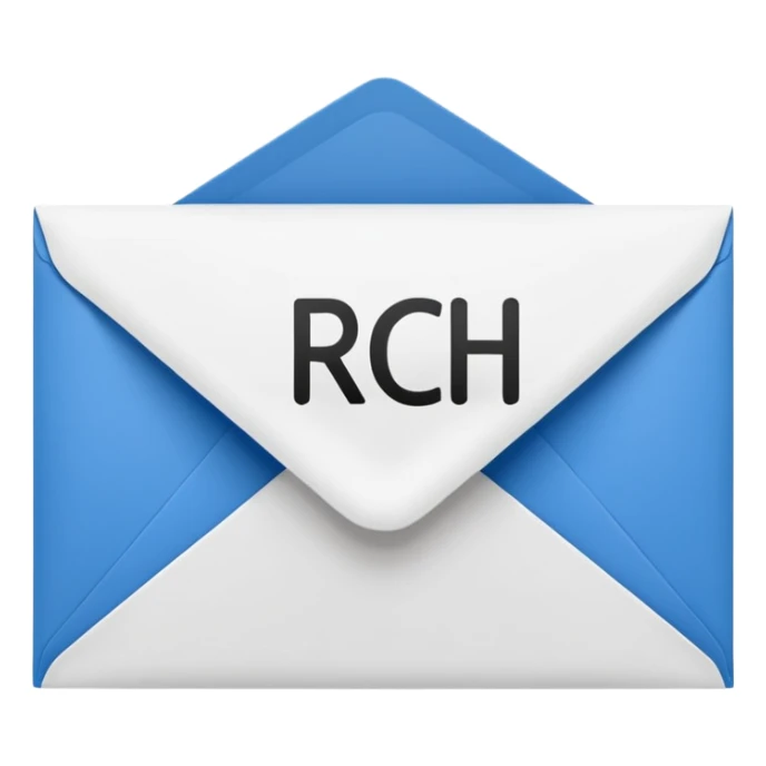 envelope with the word RCH on it to use in a business setting sticker