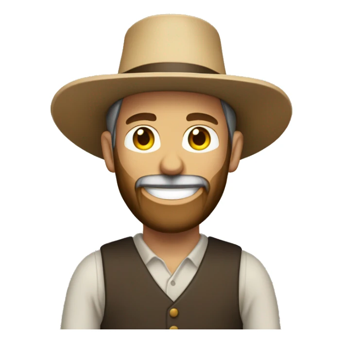 Amish man white with brown straw hat building a building with beard smiling sticker