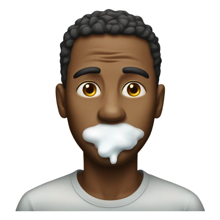 Man eating sugar with sugar stains at the bottom of his nostrils  sticker