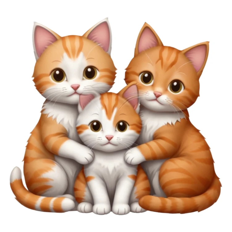 3 kittens cuddling together all different colours, the first one is grey and white, the second is ginger and white and the third is brown tabby and white sticker