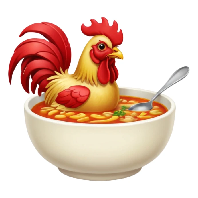 rooster eating soup from a bowl emoji sticker