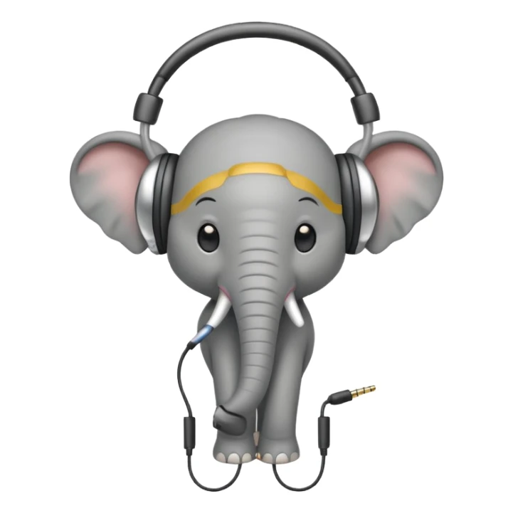 baby elephant with headphone sticker