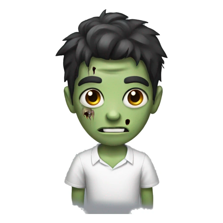 boy zombie with dark hair and white shirt sticker