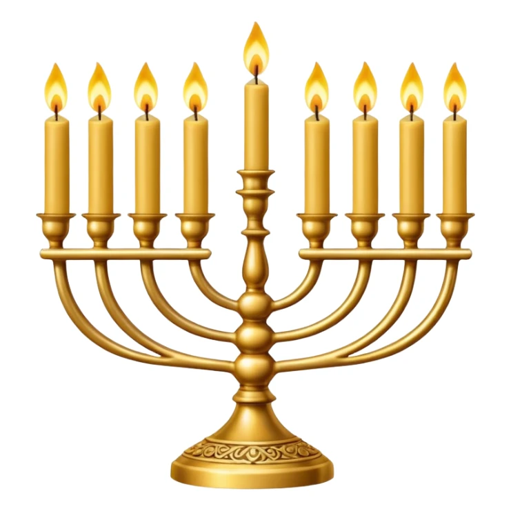 Gold Menorah with 8 candles on the left and right sides sticker