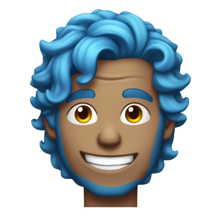 blue hair updo muscle man smiling with scars on eyes sticker