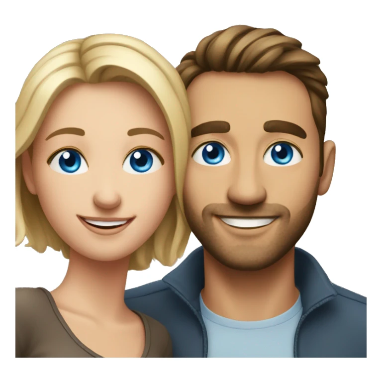 smiling couple indoors portrait blue eyes on man  sticker
