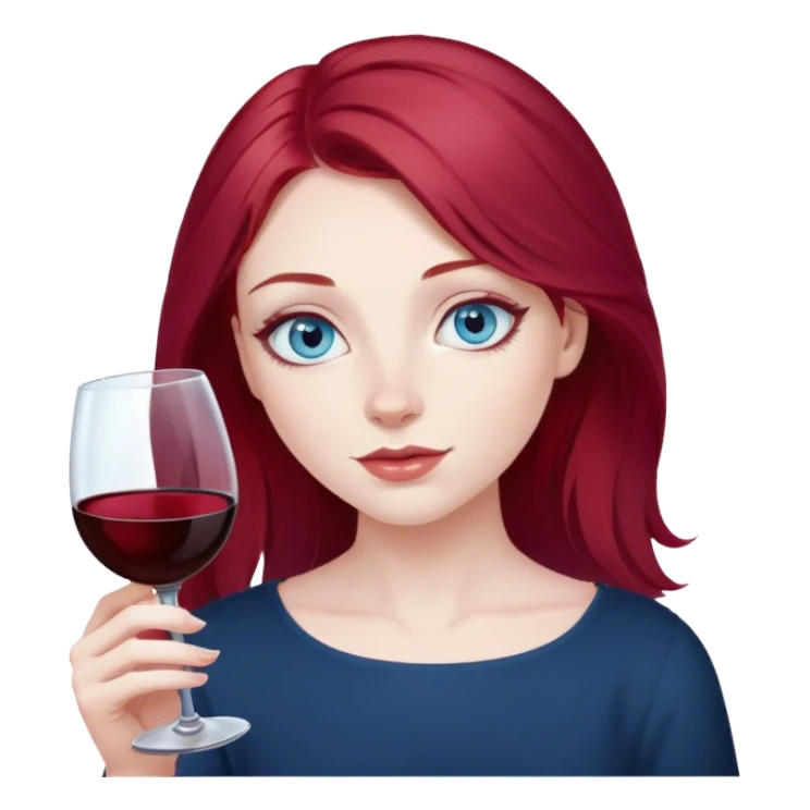 pale girl with blue eyes and wine red hair sticker