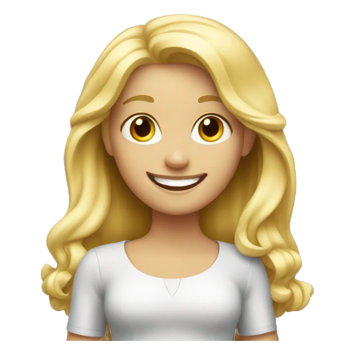 happy blonde girl showing iphone sticker