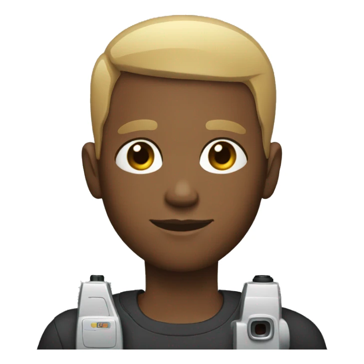  young black male with a beard and buzz cut holding a video camera sticker