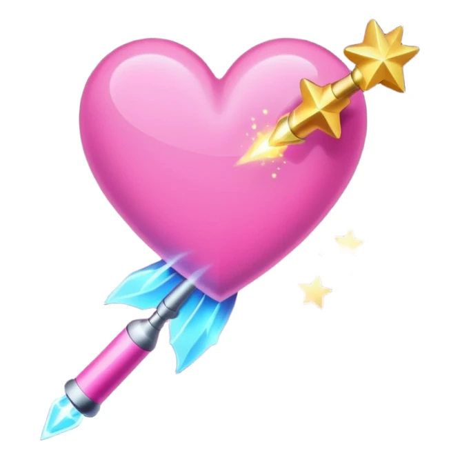 pink heart shooting star effect on end of a wand sticker