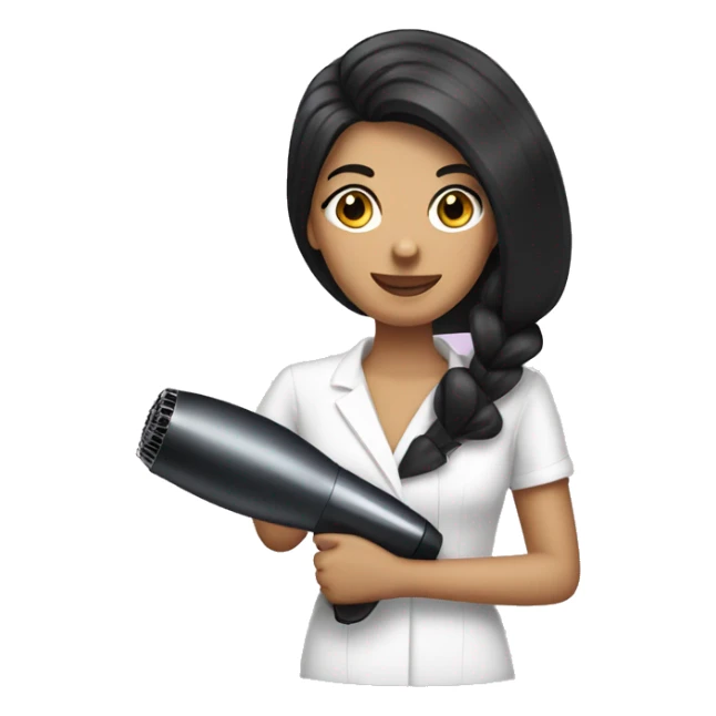 Dark haired hair dresser holding hair dryer  sticker