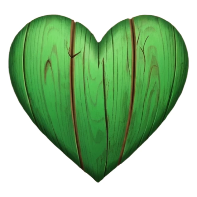 green heart with a wood texture sticker