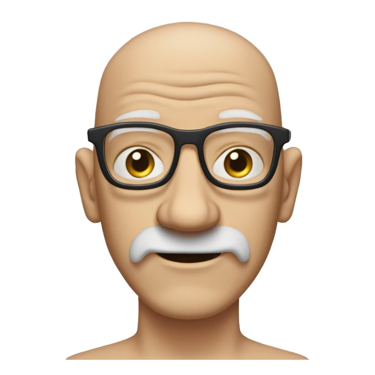 bald white man with a large wrinkled forehead, thin square glasses and a beard that forms a square above and below the mouth, always white with his hands open over his ears as if to be able to hear better. sticker