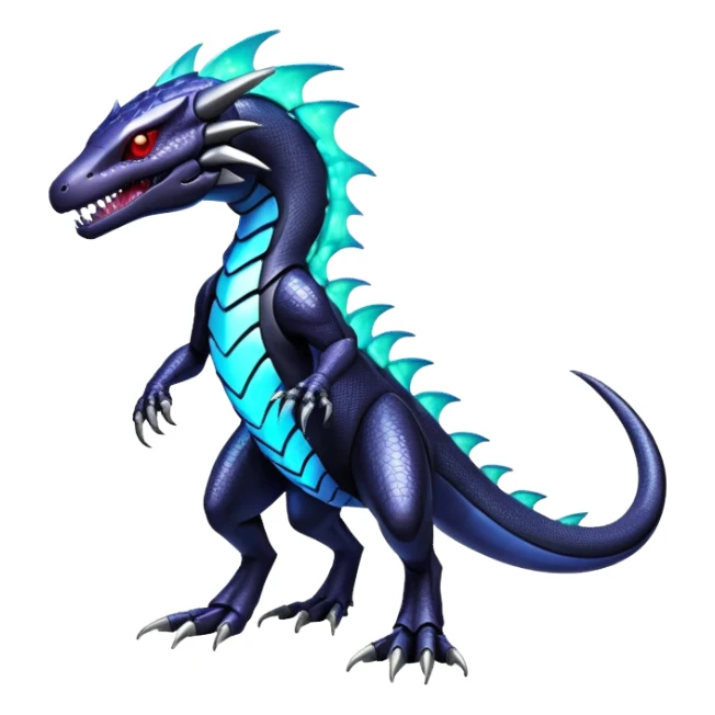 Shiny Gothic epic Salandit-Genesect-Miraidon-Fakémon-hybrid-creature (full body)  sticker