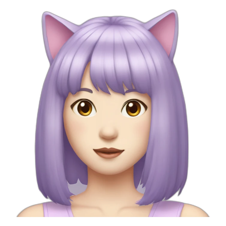light-purple-blunt-bangs-mullet-hair-cat-ear-japanese-girl sticker