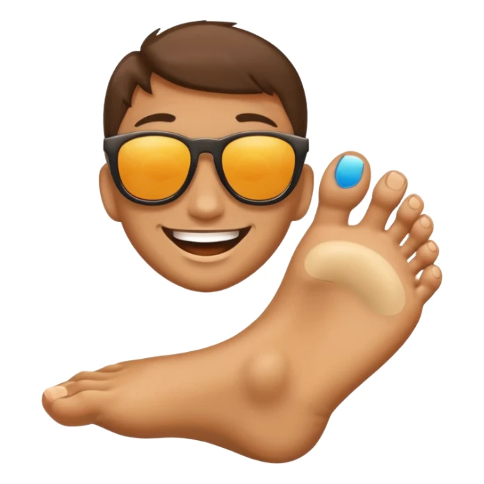Foot with sunglasses and smile  sticker