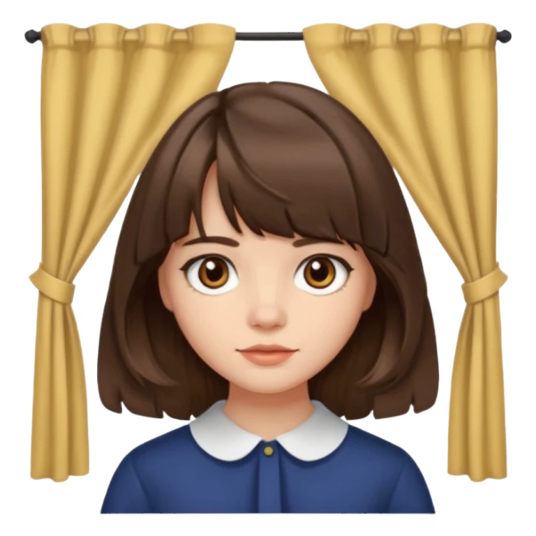 Girl with medium wavy/straight brown hair and curtain bangs  sticker