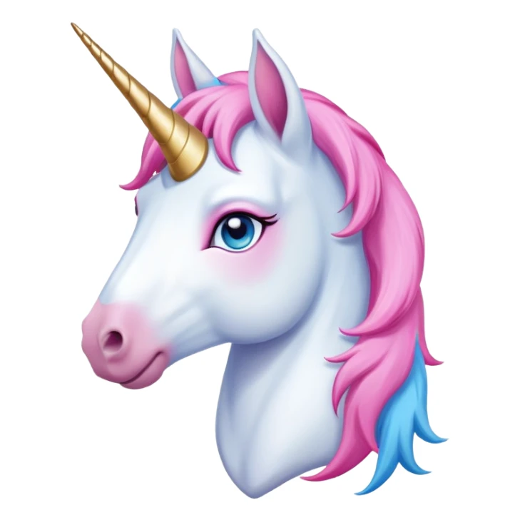 head of an anthropomorphised female unicorn horse, relaxed pose sticker