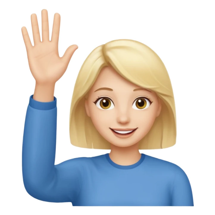 friendly person waving hello, cheerful expression, simple and clear design sticker