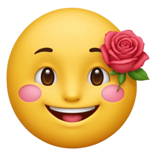Simple emoji with a rose in his mouth sticker