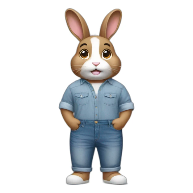 male bunny with airpods, jeans and oversize shirt  sticker