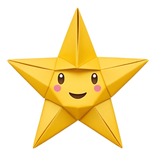 origami paper star, yellow, classic emoji look sticker