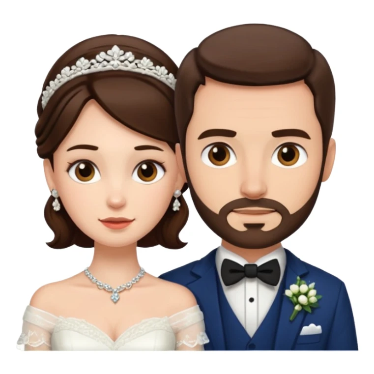 scottish man with stubble, brunette woman wedding sticker