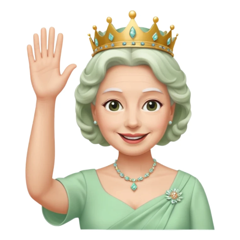 Queen Elizabeth waves in pastel green clothes sticker