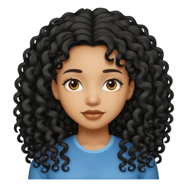 black girl with long curly black hair sticker