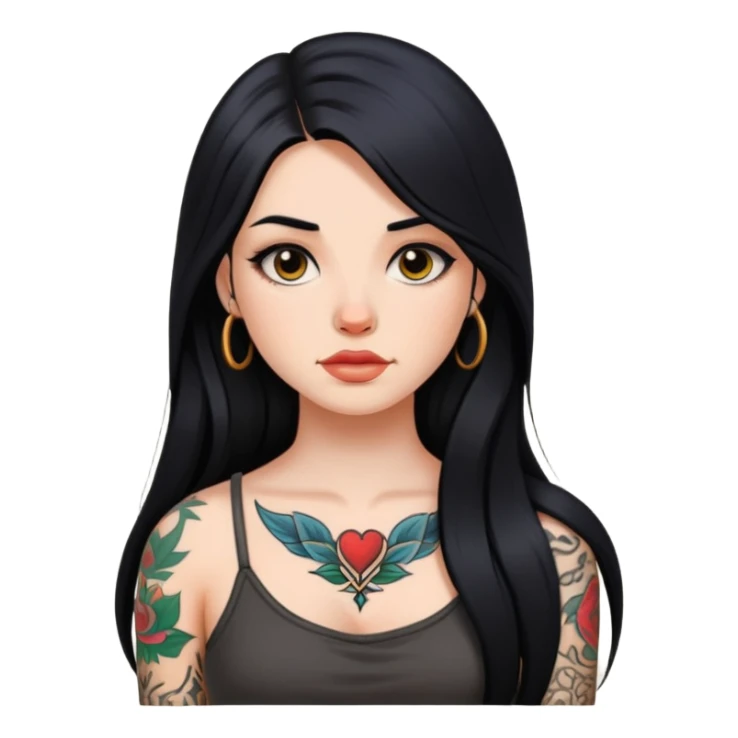 Tattoo girl with long black hair sticker