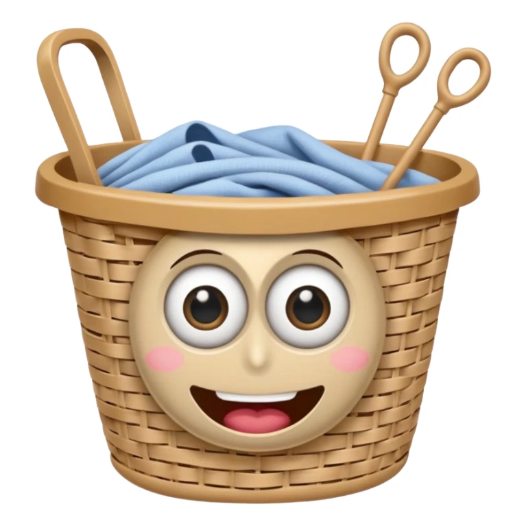 Laundry basket with magic wand and eyes and a mouth sticker