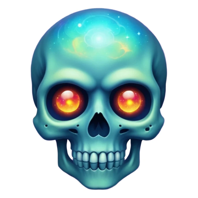 cosmic skull with glowing eyes and galaxy colors sticker