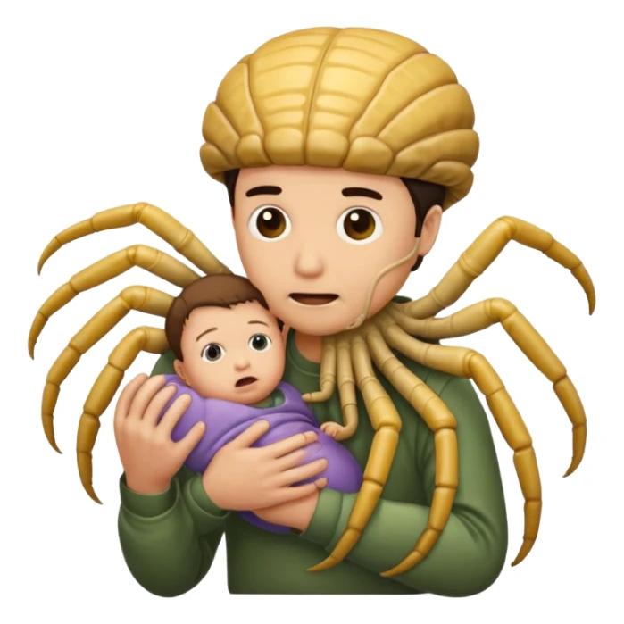 man with Baby Facehugger on his face sticker