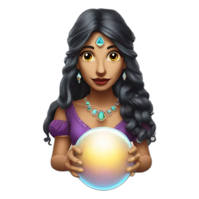 Gipsy Fortune teller with crystal ball looking into the camera sticker
