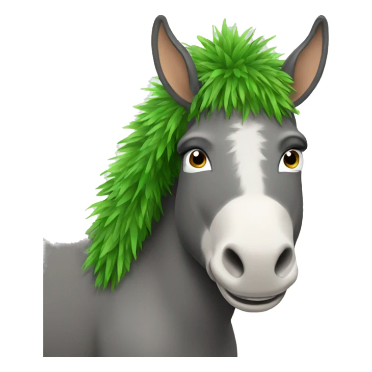Donkey with green grass hair sticker