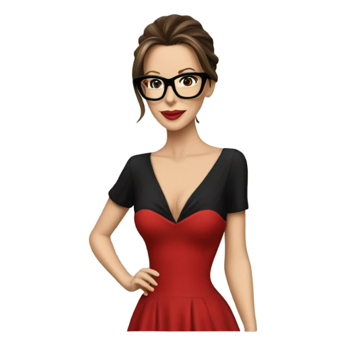 Kate Beckinsale red dress, glasses  sticker