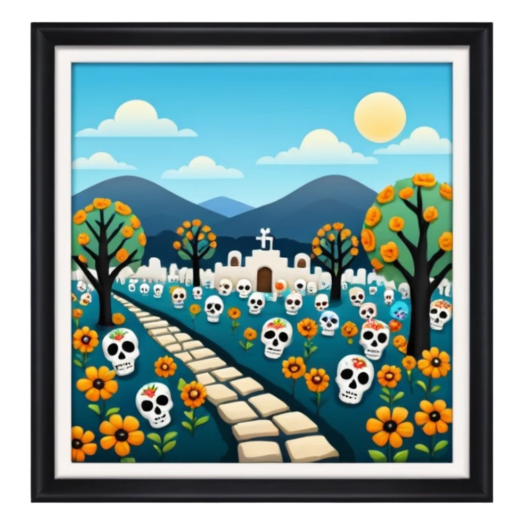 Paisaje panteón del día de muertos en México  sticker